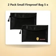 2 Pack Small Fireproof Bag 5 x 8 inches, Non-Itchy Fireproof Wallet Bag for V...