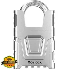 NOVLOCK Heavy Duty Outdoor Combination Lock with 0.32" Cut-Resistant Shrouded...