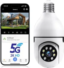 Light Bulb Security Camera, 5G& 2.4Ghz Wifi Security Cameras Wireless Outdoor fo