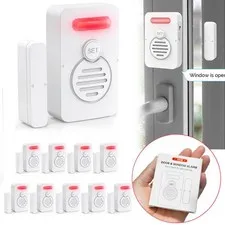 Personal Door Sensor Alarm Low/Loud 50 to 90 dB Voice Window Burglar Alert 10PCS