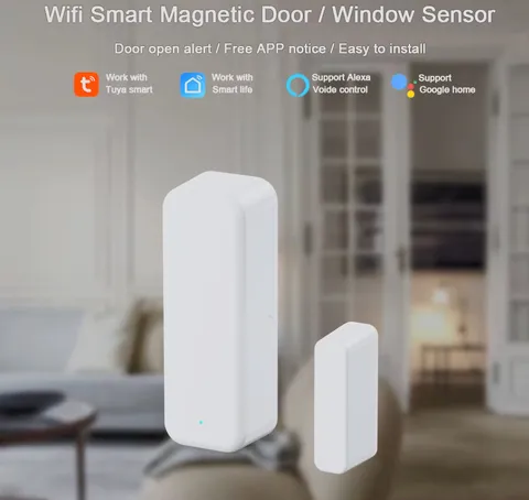 Tuya WiFi Door Window Sensor Smart Home Security Alarm Smart Life Alexa Google