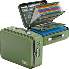 Fireproof Document Box Hard Case with Lock ＆ Accordion File Folder| Fire & Water