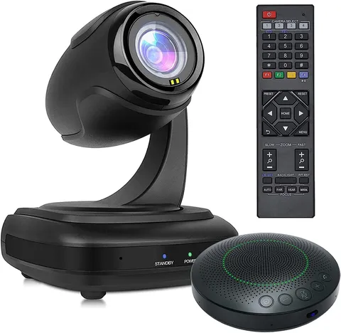 UcooQQ Conference Room Camera System, Wide-Angle 1080P PTZ Webcam with Wirele...