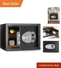 Black Steel Security Safe with Electronic Lock and Removable Shelf