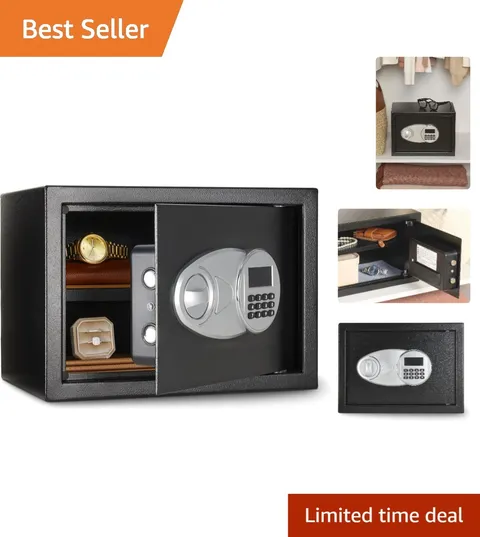 Black Steel Security Safe with Electronic Lock and Removable Shelf