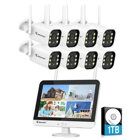 JENNOV 10CH 5MP Wireless Security Camera NVR Kit Outdoor CCTV WiFi MonitorSystem