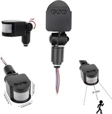 Energy-Saving PIR Motion Sensor Switch, 10m Range for Outdoor Flood Lighting