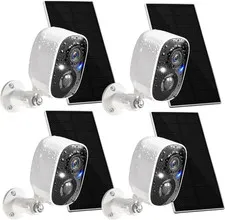 Solar Security Cameras Wireless Outdoor 4 Pack, 2K Battery Powered Cameras for H