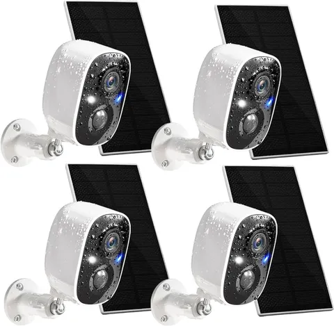 Solar Security Cameras Wireless Outdoor 4 Pack, 2K Battery Powered Cameras for H
