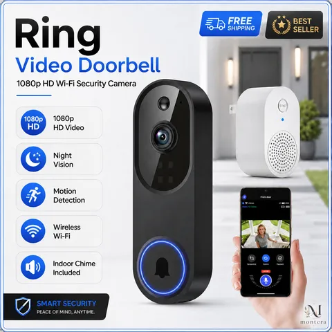 Ring Video Doorbell 1080p HD Camera WI-FI Night Vision Motion Detection Wireless