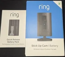 Ring Stick Up Cam Battery 1080p Wi-Fi Indoor/Outdoor Black + Quick Release Pack