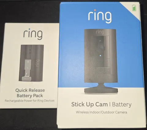 Ring Stick Up Cam Battery 1080p Wi-Fi Indoor/Outdoor Black + Quick Release Pack
