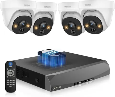 OHWOAI 4K Ultra HD, 130° Wide Angle, POE, Wired, Outdoor Security Camera System