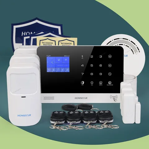HOMSECUR Wireless WIFI 4G RFID LCD Home Alarm System With Siren & Remote Control