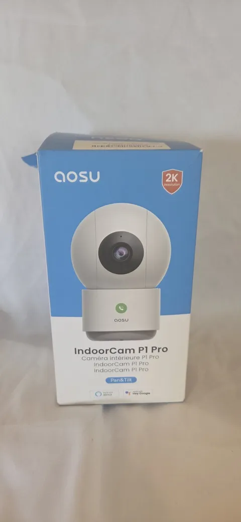 AOSU IndoorCam P1 Pro 2K Security Camera – Open Box New, 360° Pan Tilt WiFi