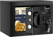 Safe Box W/ Electronic Keypad Steel Security Lock Box W/ Key 0.23 Cubic Feet