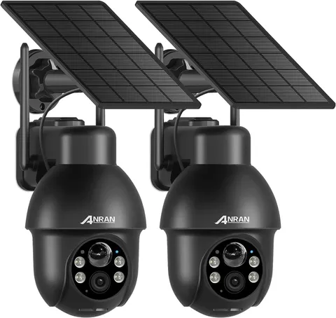 2K Solar Security Camera Outdoor Wireless 3MP 360° PTZ Human Detection 2-Pack