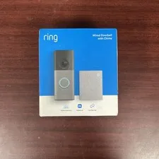 Ring - Wired Doorbell 2K (newest model), Speckled Gray + Chime (newest model)...