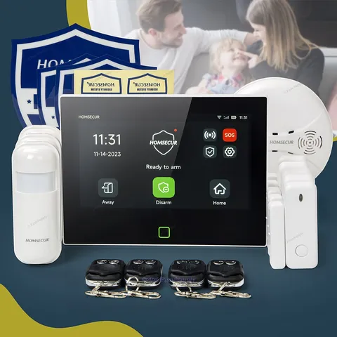 HOMSECUR Wireless WIFI 4G GSM LCD SMS Autodial Home House 7" Alarm System