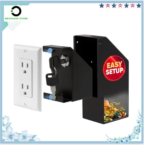 Hidden Wall Safe with Real Electrical Outlet Cover, Secret Storage Box