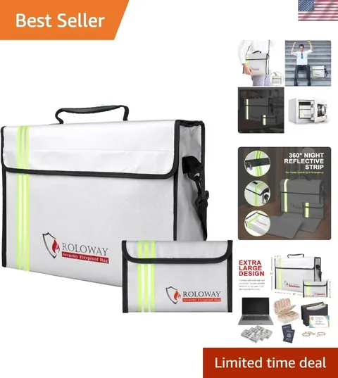 Reflective Fireproof Bag 15x12 - Large Water-Resistant Storage for Valuables