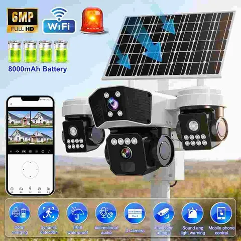 Camara De Seguridad 6MP Solar Inalambricas Para Casa y Exterior Con Audio Video