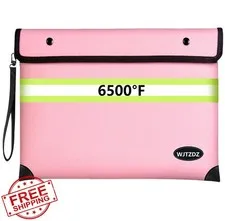 6500°F Fireproof Document Bag,Upgraded Fireproof/Waterproof Money Bag with Zi...