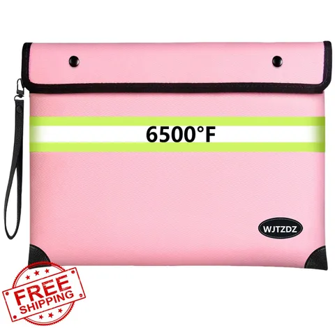 6500°F Fireproof Document Bag,Upgraded Fireproof/Waterproof Money Bag with Zi...