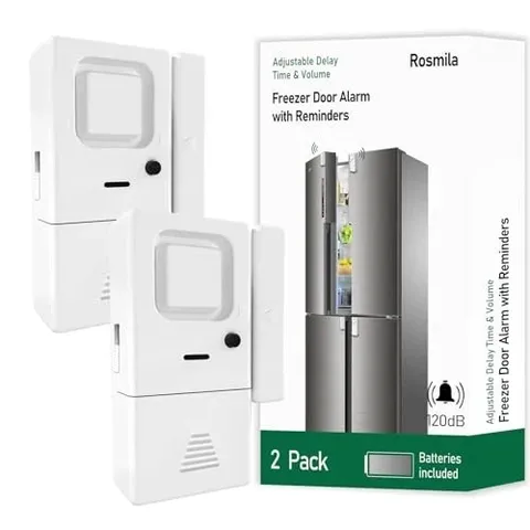 Freezer Door Alarm 2 Pack, Refrigerator Door Alarm When Left Open, Pure White