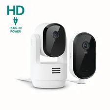 Essential Home Security Camera Kit (2025 Release) - Indoor Pan Tilt Plug-In Came