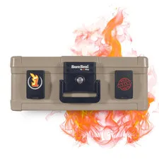 Fireproof Waterproof Safe with Key Lock, 1 Hour Fire Rated, Portable