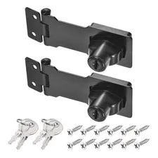2Pcs 3Inch Keyed Hasp Locks Twist Knob Locking Keyed Different, Black