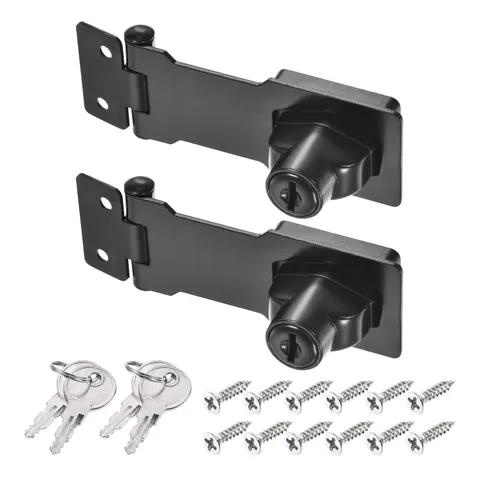 2Pcs 3Inch Keyed Hasp Locks Twist Knob Locking Keyed Different, Black