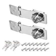 2Pcs 4Inch Keyed Hasp Locks Twist Knob Locking Keyed Different, Silver
