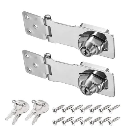 2Pcs 4Inch Keyed Hasp Locks Twist Knob Locking Keyed Different, Silver