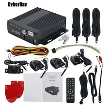 4CH Vehicle Car Mobile DVR Security Video Recorder SD +4 CCD Camera Cable Remote