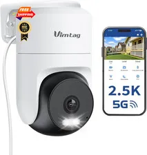 VIMTAG Pan/Tilt Outdoor Security Camera, 2.5K 4MP WiFi White&Black,4MP,1Pack