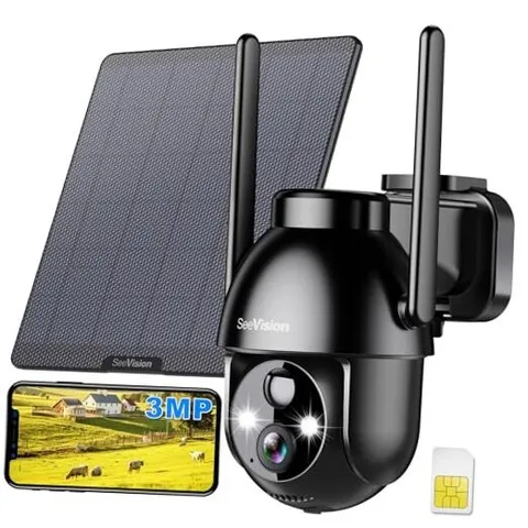 4G LTE Cellular Security Camera, No WiFi with Built in SIM Card, Solar 4G Set