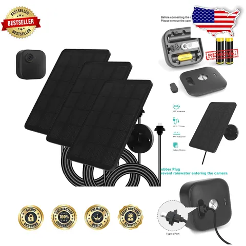 Blink Outdoor 4 Solar Panel 3 Pack 4W USB-C Charger, Waterproof, 360° Mount