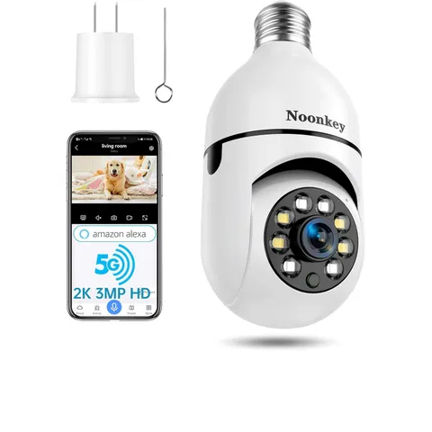 Wireless Light Bulb Security Camera 3MP Night Vision Motion Tracking Alexa