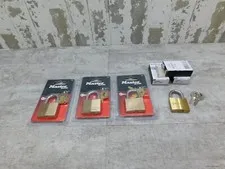 6 NEW Master Lock Solid Body  Pad Locks, 140D, 4140KA, Brass  NEW