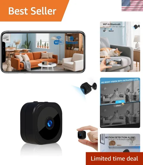 Compact Indoor Security Camera 1080P - Dual WiFi & Bluetooth, Night Vision Ready