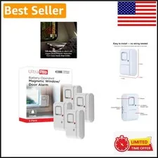 Compact 120dB Window and Door Alarm System - 4 Pack for Immediate Security