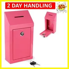 Metal Donation Box-Suggestion Box with Slot and lock-Cash Lock box for Money-...