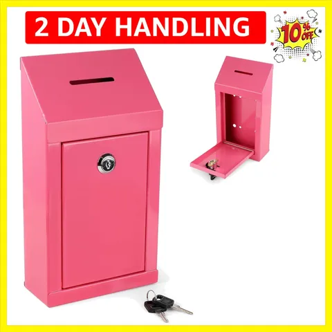 Metal Donation Box-Suggestion Box with Slot and lock-Cash Lock box for Money-...