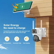 XIAOVV WiFi 10x Zoom 8MP Smart Solar-Powered Dual Lens Camera, PZT 360° Rotation