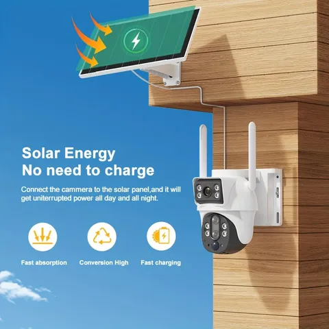 XIAOVV WiFi 10x Zoom 8MP Smart Solar-Powered Dual Lens Camera, PZT 360° Rotation