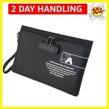 Fireproof Money Bag with Lock Fireproof and Waterproof Cash Bag with Zipper C...