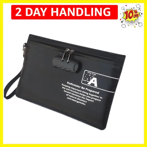 Fireproof Money Bag with Lock Fireproof and Waterproof Cash Bag with Zipper C...