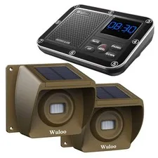 Solar Driveway Alarm Wireless Outside 1800ft 1&2-Brown, 1 receiver&2 sensors